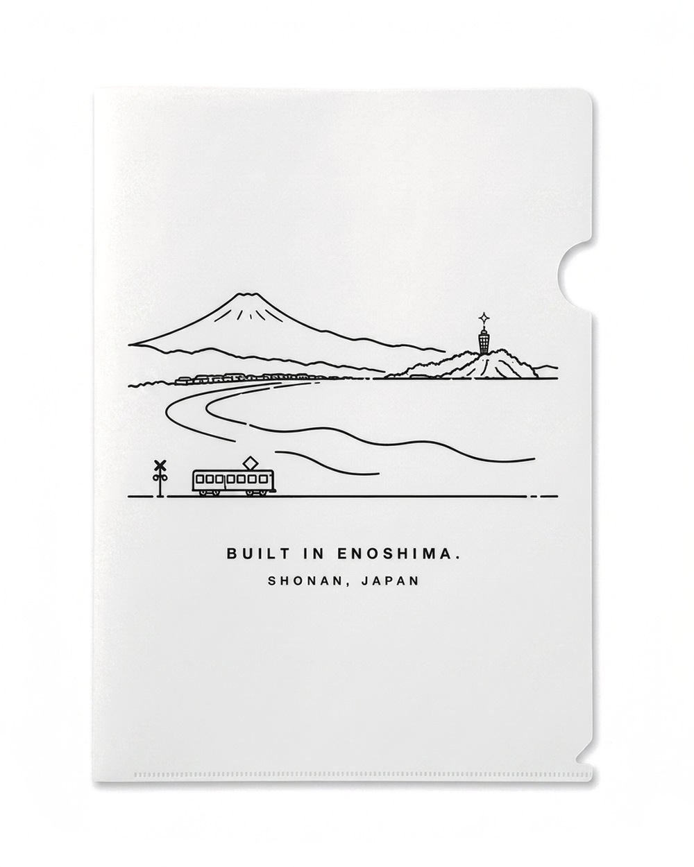 七里ヶ浜と富士山（白・ロゴなし）のクリアファイル A4