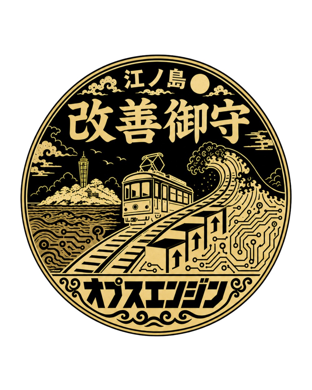 改善御守 線路（金）のステッカー 1枚