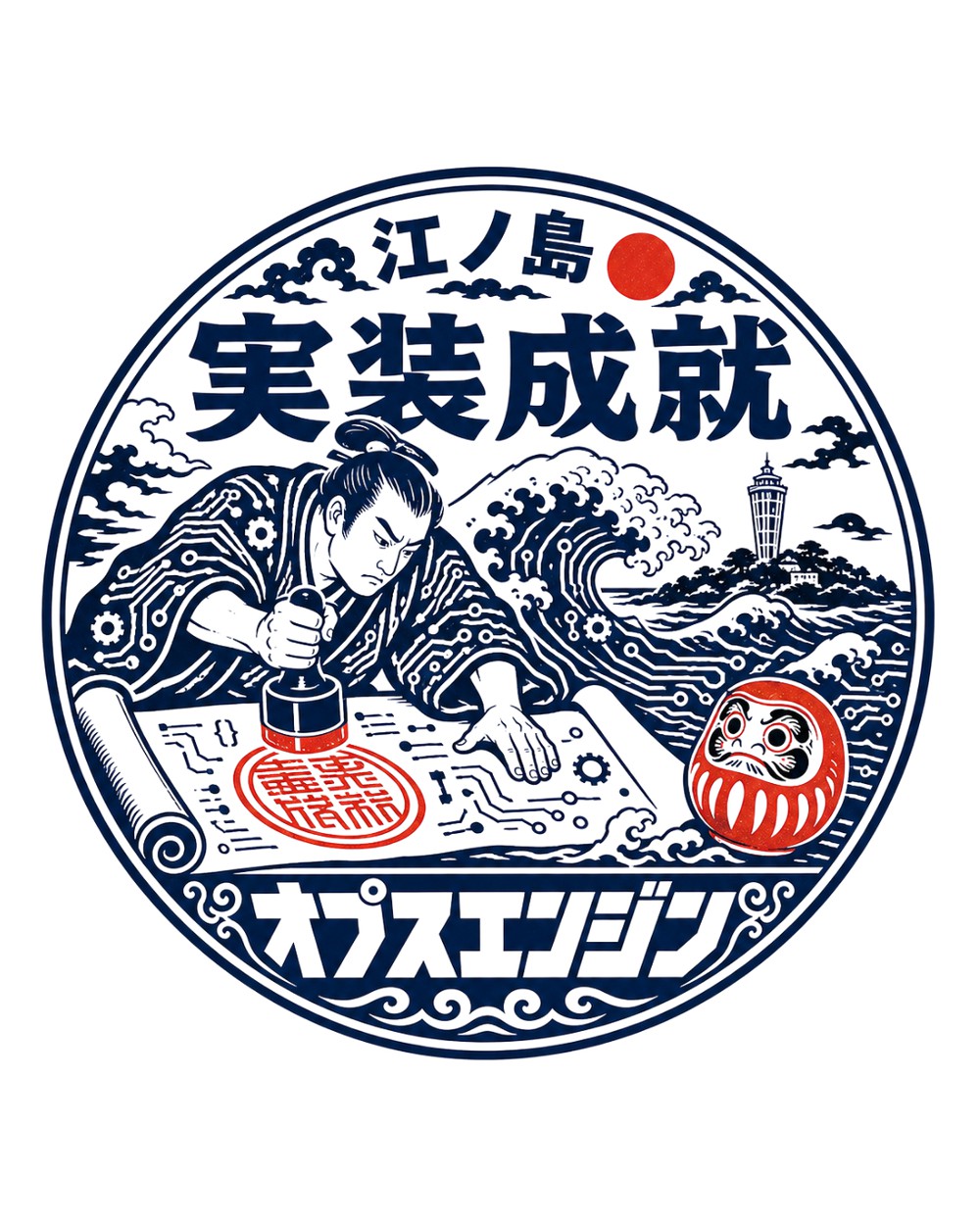 実装成就（だるま）のステッカー 1枚