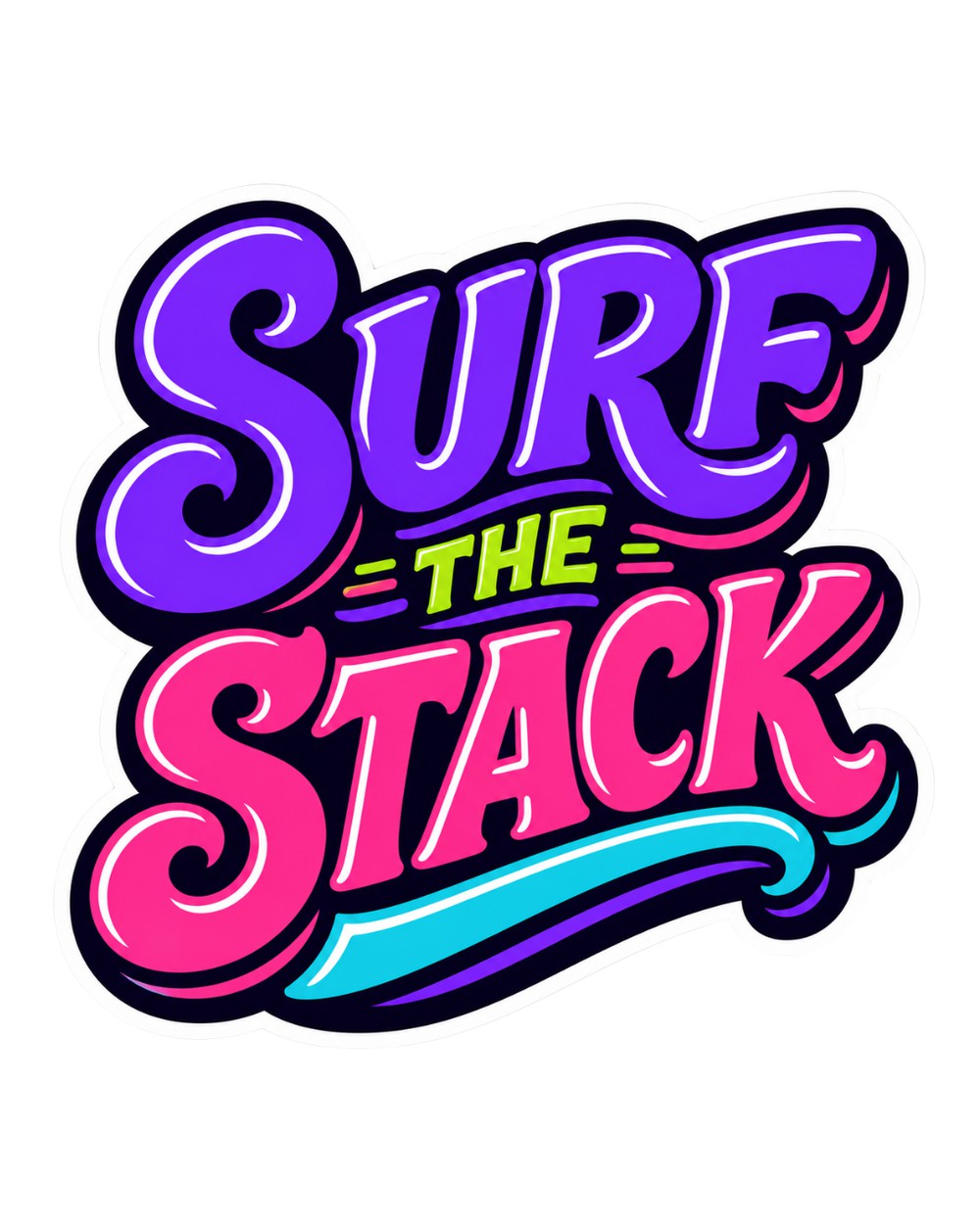 SURF THE STACK（Electric Neon）のステッカー 1枚