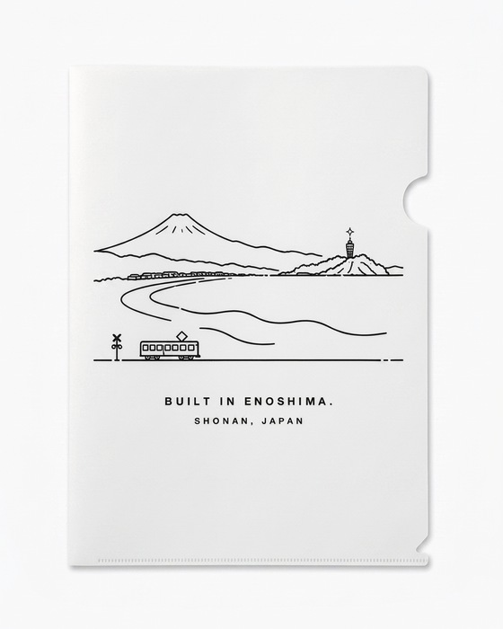 七里ヶ浜と富士山（白・ロゴなし）のクリアファイル A4