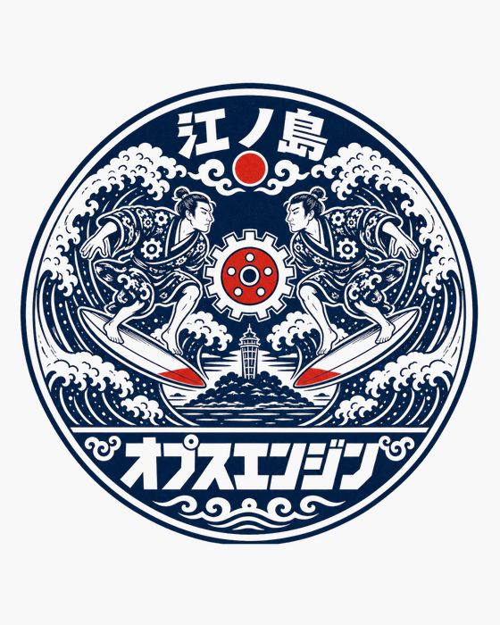 富士と歯車のステッカー