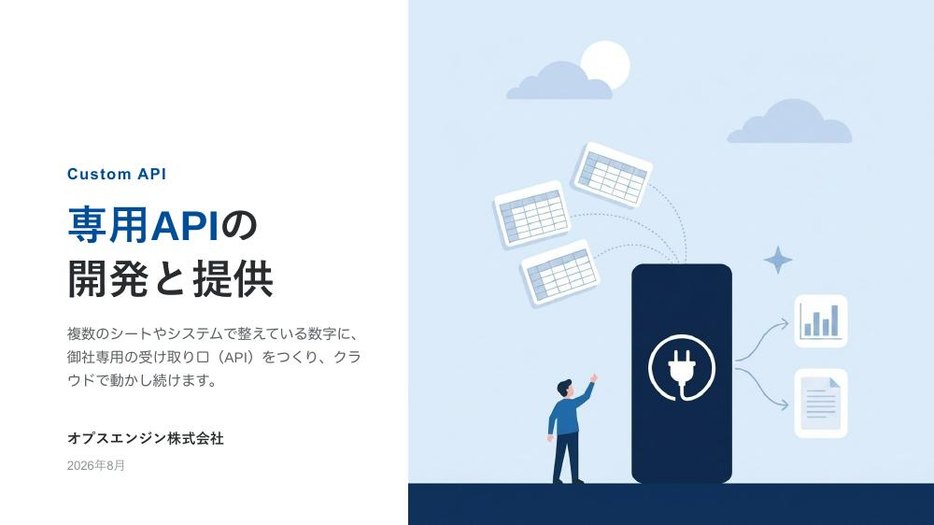 専用APIの開発と提供 資料の表紙